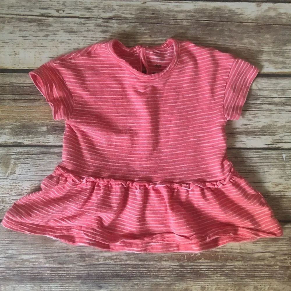 Coral stripe infant peplum top